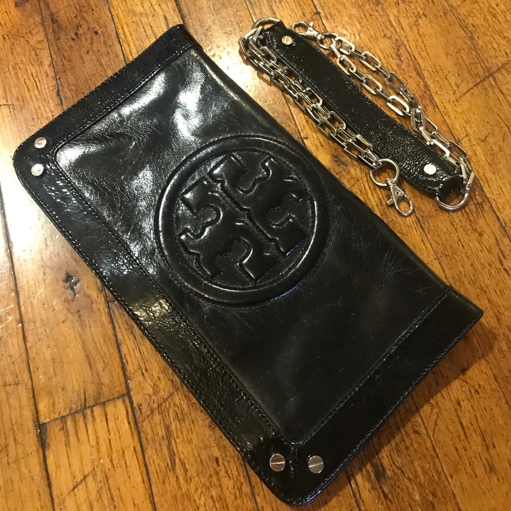 RARE Tory Burch Bombe Reva Clutch-Black Patent! - Picture 6 of 8